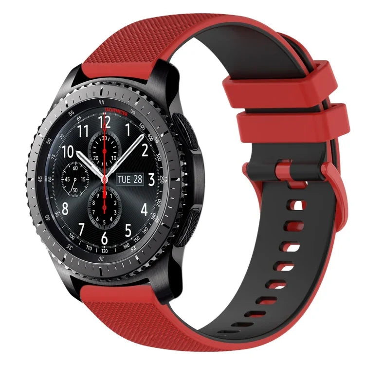 22 mm kariertes, zweifarbiges Silikon-Uhrenarmband, für Samsung Galaxy Watch3 45 mm, Samsung Galaxy Watch 46 mm, Samsung Gear S3 Classic, Samsung Gear S3 Frontier
