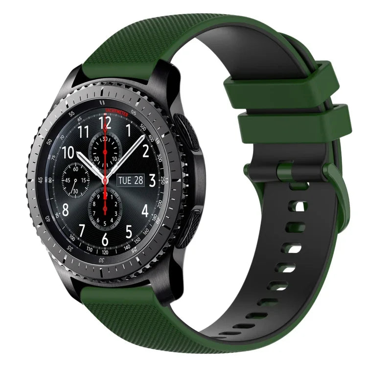 22 mm kariertes, zweifarbiges Silikon-Uhrenarmband, für Samsung Galaxy Watch3 45 mm, Samsung Galaxy Watch 46 mm, Samsung Gear S3 Classic, Samsung Gear S3 Frontier