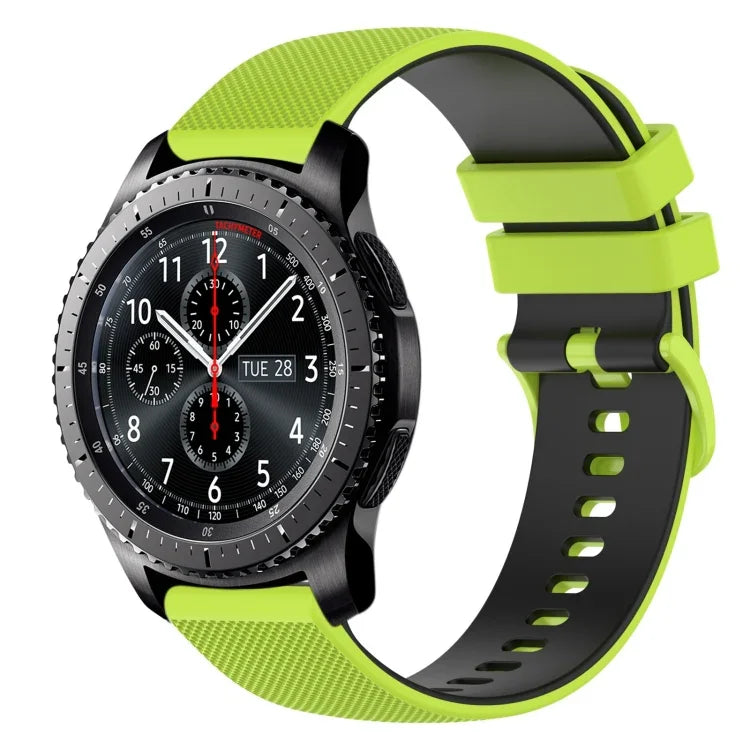 22 mm kariertes, zweifarbiges Silikon-Uhrenarmband, für Samsung Galaxy Watch3 45 mm, Samsung Galaxy Watch 46 mm, Samsung Gear S3 Classic, Samsung Gear S3 Frontier