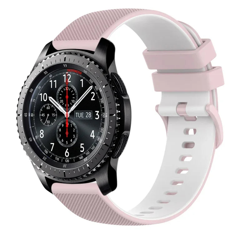 22 mm kariertes, zweifarbiges Silikon-Uhrenarmband, für Samsung Galaxy Watch3 45 mm, Samsung Galaxy Watch 46 mm, Samsung Gear S3 Classic, Samsung Gear S3 Frontier