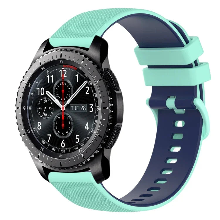 22 mm kariertes, zweifarbiges Silikon-Uhrenarmband, für Samsung Galaxy Watch3 45 mm, Samsung Galaxy Watch 46 mm, Samsung Gear S3 Classic, Samsung Gear S3 Frontier