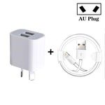 Mini Dual Port USB Ladegerät mit USB zu 8-Pin Datenkabel, AU Stecker, AU Stecker + 8-Pin Kabel