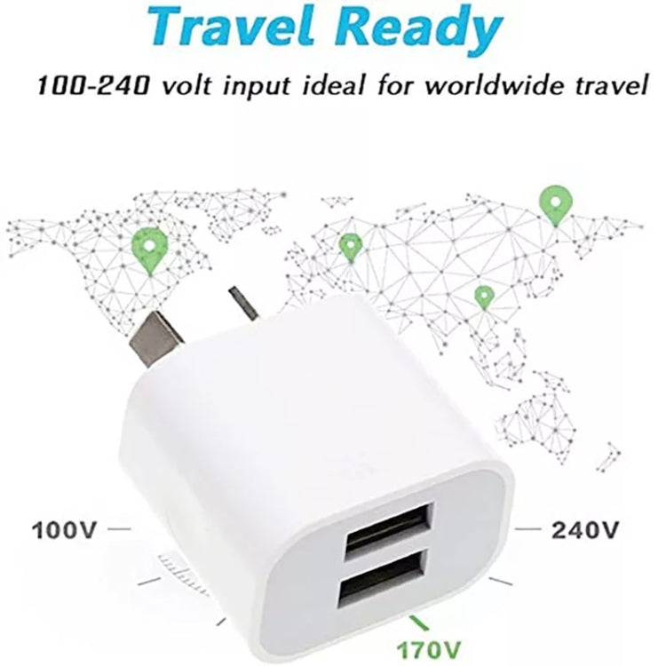 Mini Dual Port USB Ladegerät mit USB zu 8-Pin Datenkabel, AU Stecker, AU Stecker + 8-Pin Kabel