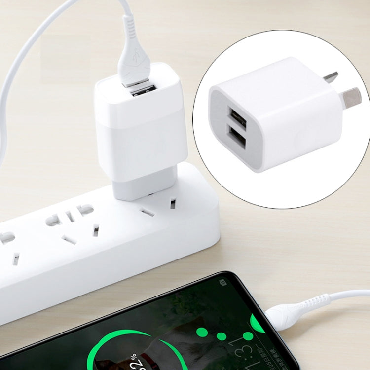 Mini-Dual-Port-USB-Ladegerät mit USB-zu-Typ-C-Datenkabel, AU-Stecker, AU-Stecker + Typ-C-Kabel