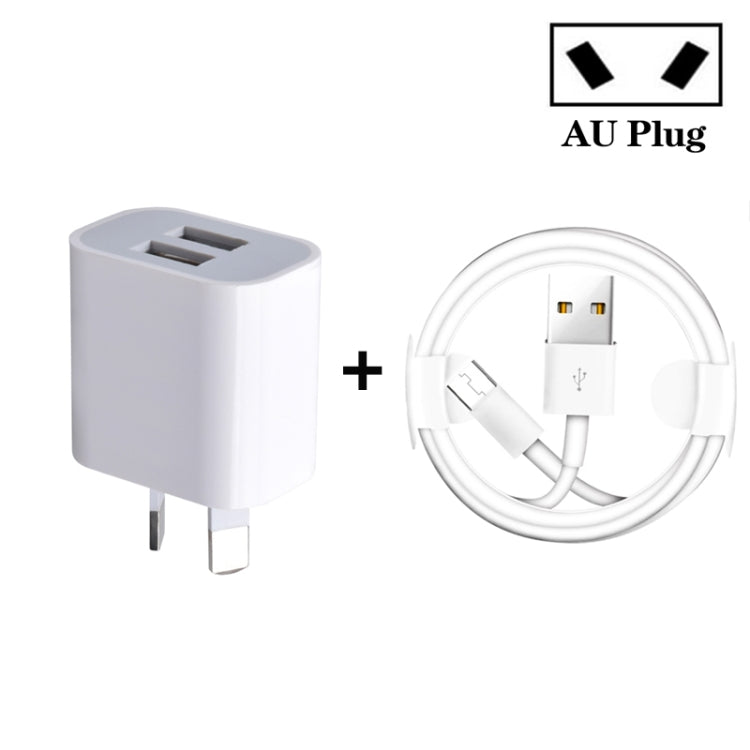 Mini-USB-Ladegerät mit zwei Anschlüssen und USB-zu-Micro-USB-Datenkabel, AU-Stecker, AU-Stecker + Micro-USB-Kabel