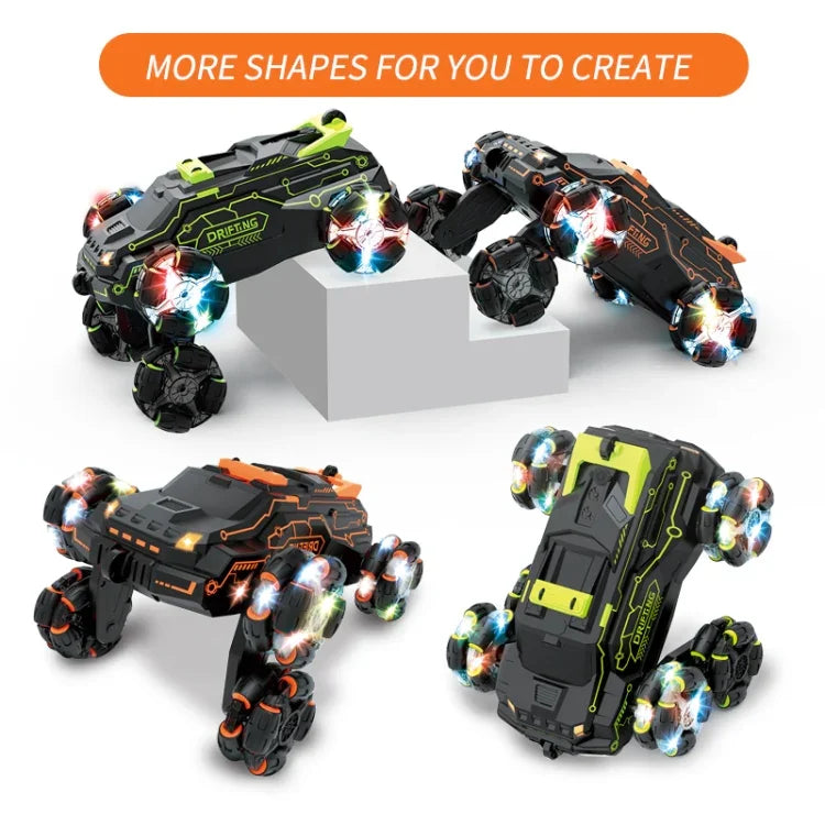 MoFun JC03 2.4G ferngesteuertes sechsrädriges Stuntauto mit 360-Grad-Schwenkarm ohne toten Winkel, Drift- und Sprühfunktion, MoFun JC03 (Grün)