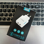 36W Dual Port QC3.0 USB Handy-Ladegerät Dual 18W Ausgang, EU-Stecker, EU-Stecker