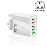 65W Dual-PD-Type-C- + 3-fach-USB-Multiport-Ladegerät für Telefon und Tablet-PC, UK-Stecker, UK-Stecker