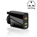65W Dual-PD-Type-C- + 3-fach-USB-Multiport-Ladegerät für Telefon und Tablet-PC, UK-Stecker, UK-Stecker