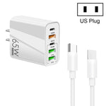 65W Dual PD Typ-C + 3 x USB Multi-Port Ladegerät mit 3A Typ-C zu Typ-C Datenkabel, US-Stecker, US-Stecker + Typ-C zu Typ-C Kabel
