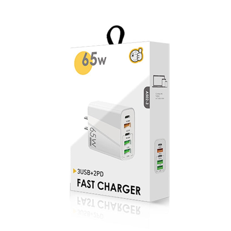 65W Dual PD Typ-C + 3 x USB Multi-Port Ladegerät mit 3A Typ-C zu Typ-C Datenkabel, US-Stecker, US-Stecker + Typ-C zu Typ-C Kabel