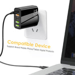 65W Dual-PD-Typ-C- + 3 x USB-Multiport-Ladegerät mit 3A-Typ-C-auf-8-Pin-Datenkabel, EU-Stecker, EU-Stecker + Typ-C-auf-8-Pin-Kabel