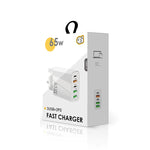 65W Dual-PD-Type-C- + 3-fach-USB-Multiport-Ladegerät mit 3A-USB-zu-Type-C-Datenkabel, UK-Stecker, UK-Stecker + USB-zu-Type-C-Kabel