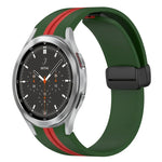 Folding Magnetic Clasp Silicone Watch Band, For Samsung Galaxy Watch 4 Classic 46mm, For Samsung Galaxy Watch 4 Classic 42mm