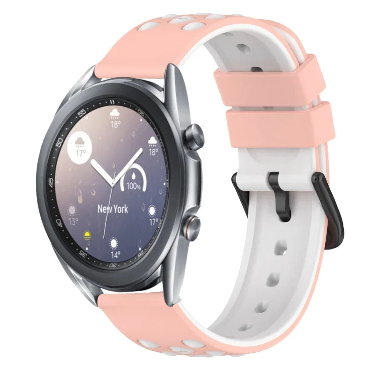 22 mm breites, zweifarbiges, poröses Silikon-Uhrenarmband, passend für Samsung Galaxy Watch3 (45 mm), Samsung Galaxy Watch (46 mm), Samsung Gear S3 Classic und Samsung Gear S3 Frontier.