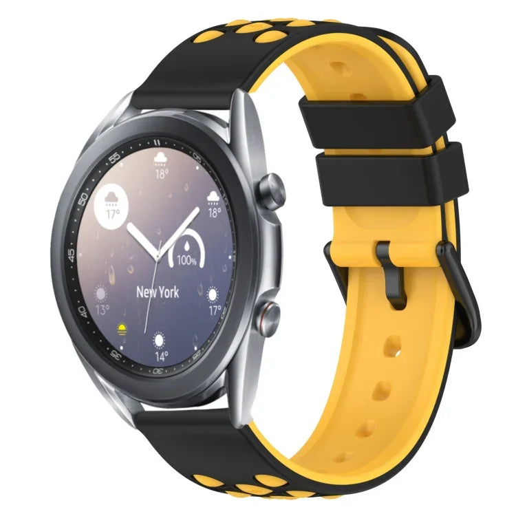 22mm Two-Color Porous Silicone Watch Band, For Samsung Galaxy Watch3 45mm, For Samsung Galaxy Watch 46mm, For Samsung Gear S3 Classic, For Samsung Gear S3 Frontier