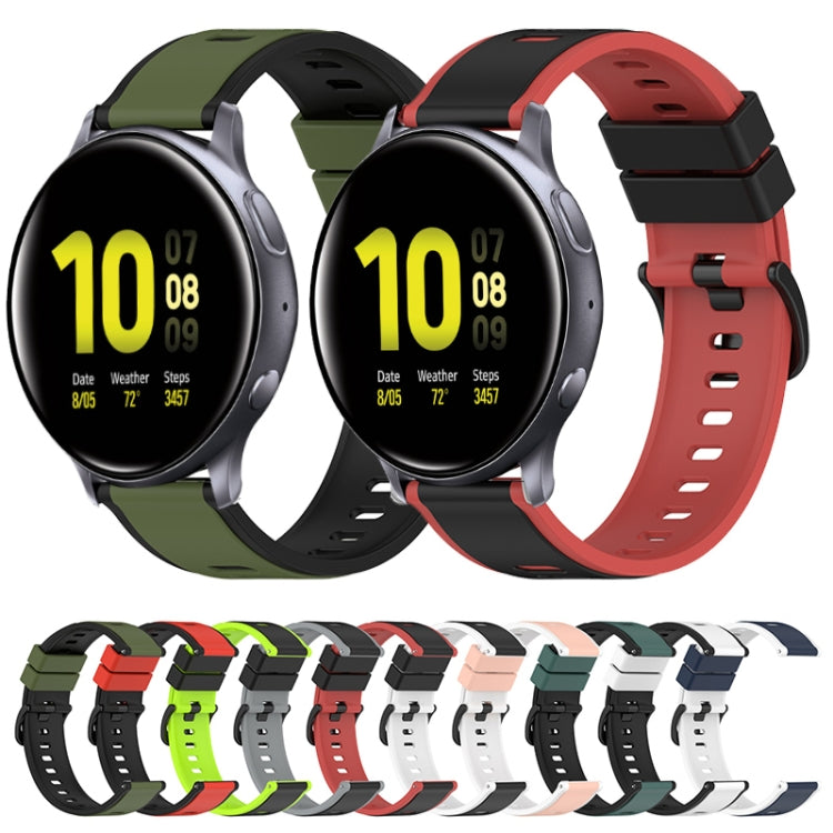 22mm zweifarbiges Silikon-Armband, Für Samsung Galaxy Watch Active2 44mm, Für Samsung Galaxy Watch 42mm