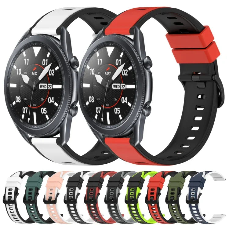 22mm Two-Color Silicone Watch Band, For Samsung Galaxy Watch3 45mm, For Samsung Galaxy Watch 46mm, For Samsung Gear S3 Classic, For Samsung Gear S3 Frontier