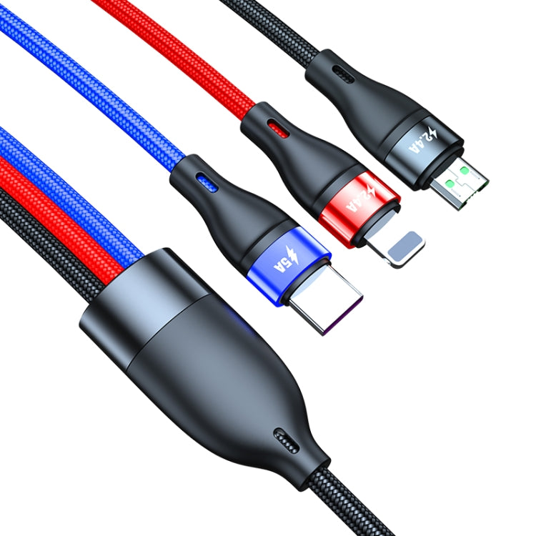 USB to Micro USB + USB-C / Type-C + 8 Pin Fast Charging Cable
