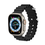 Ocean Silikon-Metallarmband, für Apple Watch Ultra 49 mm / Serie 8 &amp; 7 45 mm, für Apple Watch Serie 8 &amp; 7 41 mm / SE 2 &amp; 6 &amp; SE 5 &amp; 4 40 mm / 3 &amp; 2 &amp; 1 38 mm