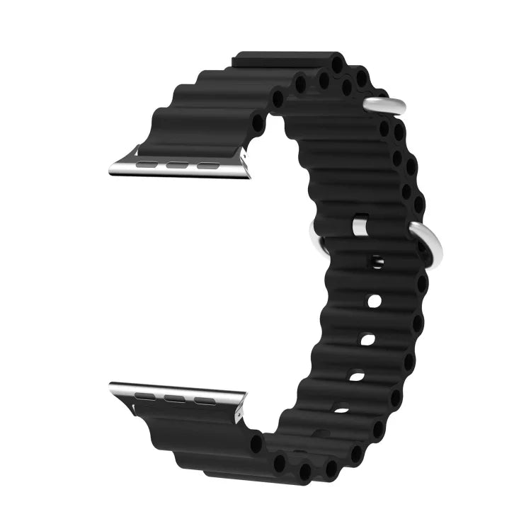 Ocean Silikon-Metallarmband, für Apple Watch Ultra 49 mm / Serie 8 &amp; 7 45 mm, für Apple Watch Serie 8 &amp; 7 41 mm / SE 2 &amp; 6 &amp; SE 5 &amp; 4 40 mm / 3 &amp; 2 &amp; 1 38 mm