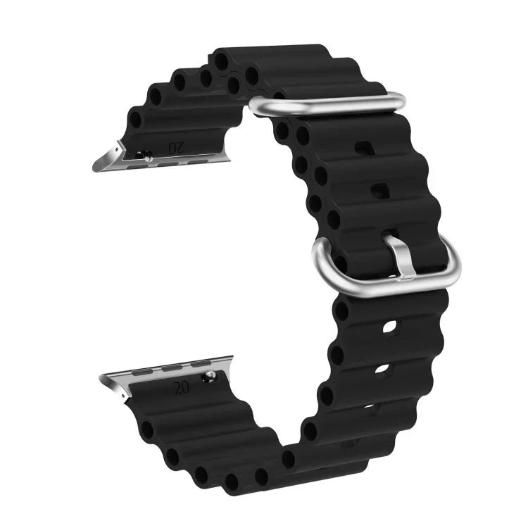 Ocean Silikon-Metallarmband, für Apple Watch Ultra 49 mm / Serie 8 &amp; 7 45 mm, für Apple Watch Serie 8 &amp; 7 41 mm / SE 2 &amp; 6 &amp; SE 5 &amp; 4 40 mm / 3 &amp; 2 &amp; 1 38 mm