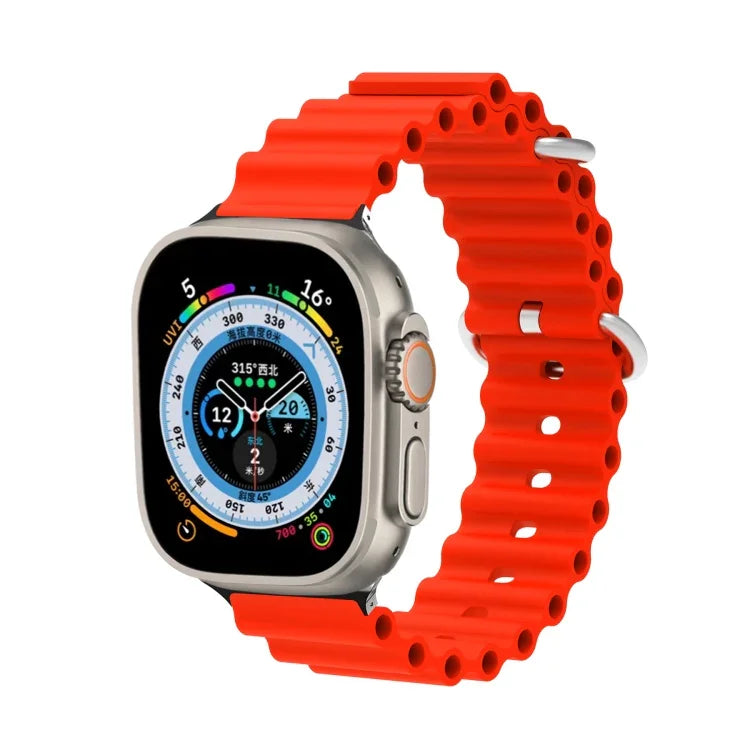 Ocean Silikon-Metallarmband, für Apple Watch Ultra 49 mm / Serie 8 &amp; 7 45 mm, für Apple Watch Serie 8 &amp; 7 41 mm / SE 2 &amp; 6 &amp; SE 5 &amp; 4 40 mm / 3 &amp; 2 &amp; 1 38 mm