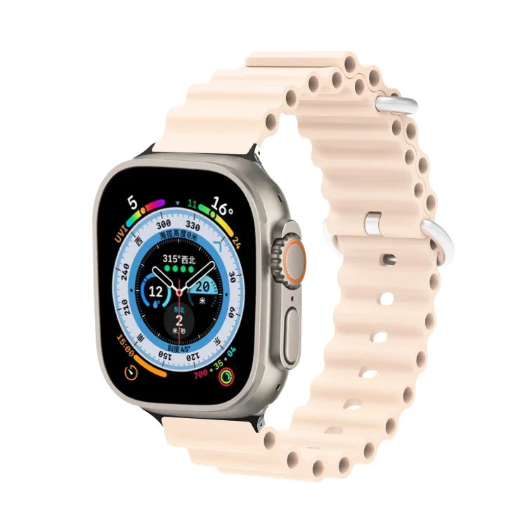 Ocean Silikon-Metallarmband, für Apple Watch Ultra 49 mm / Serie 8 &amp; 7 45 mm, für Apple Watch Serie 8 &amp; 7 41 mm / SE 2 &amp; 6 &amp; SE 5 &amp; 4 40 mm / 3 &amp; 2 &amp; 1 38 mm