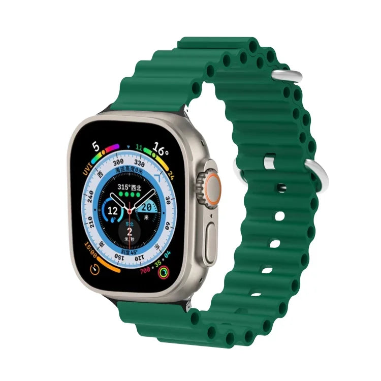 Ocean Silikon-Metallarmband, für Apple Watch Ultra 49 mm / Serie 8 &amp; 7 45 mm, für Apple Watch Serie 8 &amp; 7 41 mm / SE 2 &amp; 6 &amp; SE 5 &amp; 4 40 mm / 3 &amp; 2 &amp; 1 38 mm