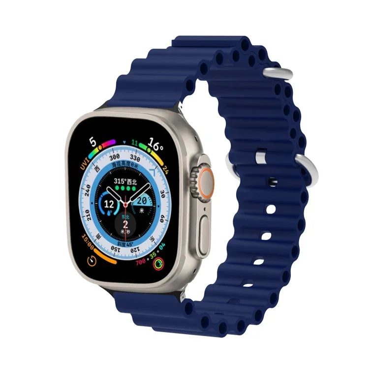 Ocean Silikon-Metallarmband, für Apple Watch Ultra 49 mm / Serie 8 &amp; 7 45 mm, für Apple Watch Serie 8 &amp; 7 41 mm / SE 2 &amp; 6 &amp; SE 5 &amp; 4 40 mm / 3 &amp; 2 &amp; 1 38 mm