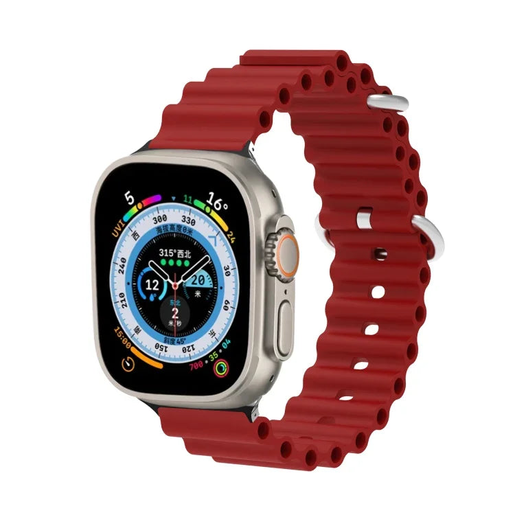 Ocean Silikon-Metallarmband, für Apple Watch Ultra 49 mm / Serie 8 &amp; 7 45 mm, für Apple Watch Serie 8 &amp; 7 41 mm / SE 2 &amp; 6 &amp; SE 5 &amp; 4 40 mm / 3 &amp; 2 &amp; 1 38 mm