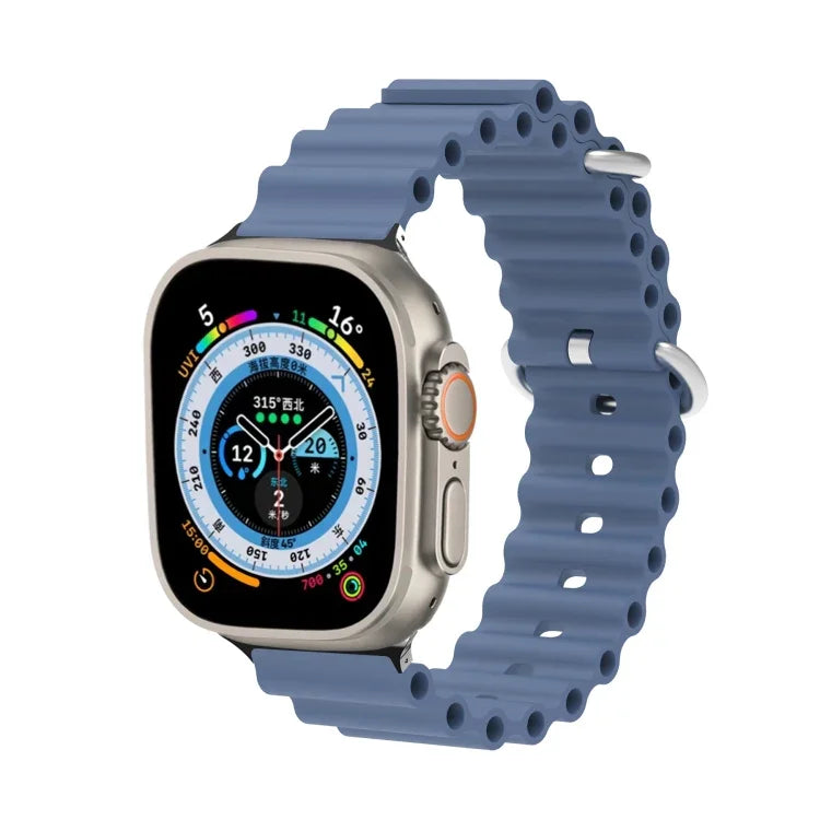 Ocean Silikon-Metallarmband, für Apple Watch Ultra 49 mm / Serie 8 &amp; 7 45 mm, für Apple Watch Serie 8 &amp; 7 41 mm / SE 2 &amp; 6 &amp; SE 5 &amp; 4 40 mm / 3 &amp; 2 &amp; 1 38 mm
