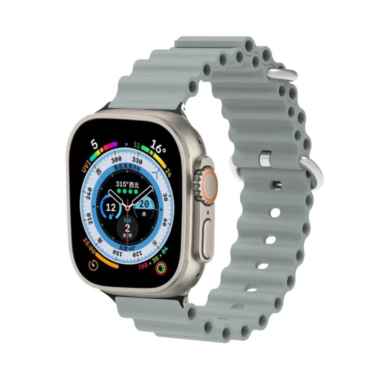 Ocean Silikon-Metallarmband, für Apple Watch Ultra 49 mm / Serie 8 &amp; 7 45 mm, für Apple Watch Serie 8 &amp; 7 41 mm / SE 2 &amp; 6 &amp; SE 5 &amp; 4 40 mm / 3 &amp; 2 &amp; 1 38 mm