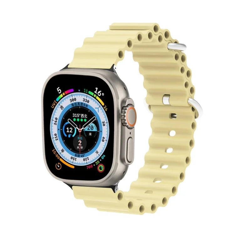 Ocean Silikon-Metallarmband, für Apple Watch Ultra 49 mm / Serie 8 &amp; 7 45 mm, für Apple Watch Serie 8 &amp; 7 41 mm / SE 2 &amp; 6 &amp; SE 5 &amp; 4 40 mm / 3 &amp; 2 &amp; 1 38 mm