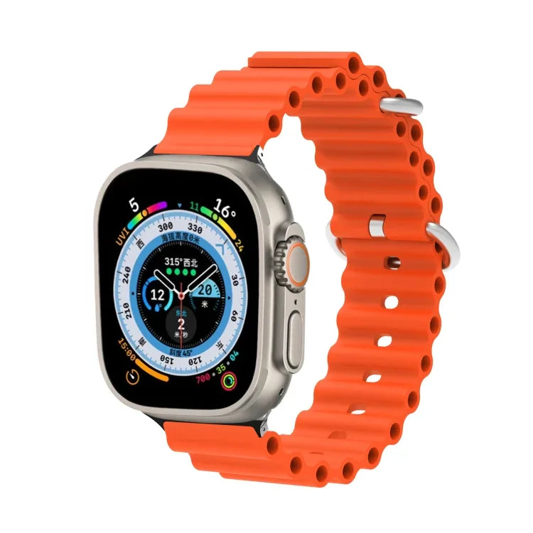 Ocean Silikon-Metallarmband, für Apple Watch Ultra 49 mm / Serie 8 &amp; 7 45 mm, für Apple Watch Serie 8 &amp; 7 41 mm / SE 2 &amp; 6 &amp; SE 5 &amp; 4 40 mm / 3 &amp; 2 &amp; 1 38 mm