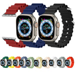 Ocean Silikon-Metallarmband, für Apple Watch Ultra 49 mm / Serie 8 &amp; 7 45 mm, für Apple Watch Serie 8 &amp; 7 41 mm / SE 2 &amp; 6 &amp; SE 5 &amp; 4 40 mm / 3 &amp; 2 &amp; 1 38 mm
