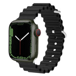 Ocean Silikon-Metallarmband, für Apple Watch Ultra 49 mm / Serie 8 &amp; 7 45 mm, für Apple Watch Serie 8 &amp; 7 41 mm / SE 2 &amp; 6 &amp; SE 5 &amp; 4 40 mm / 3 &amp; 2 &amp; 1 38 mm