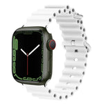 Ocean Silikon-Metallarmband, für Apple Watch Ultra 49 mm / Serie 8 &amp; 7 45 mm, für Apple Watch Serie 8 &amp; 7 41 mm / SE 2 &amp; 6 &amp; SE 5 &amp; 4 40 mm / 3 &amp; 2 &amp; 1 38 mm