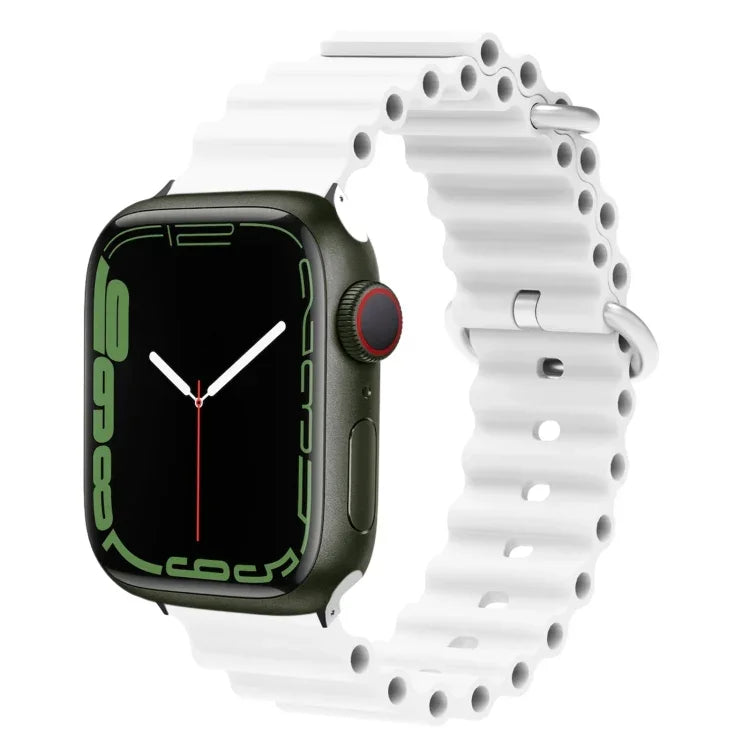 Ocean Silikon-Metallarmband, für Apple Watch Ultra 49 mm / Serie 8 &amp; 7 45 mm, für Apple Watch Serie 8 &amp; 7 41 mm / SE 2 &amp; 6 &amp; SE 5 &amp; 4 40 mm / 3 &amp; 2 &amp; 1 38 mm