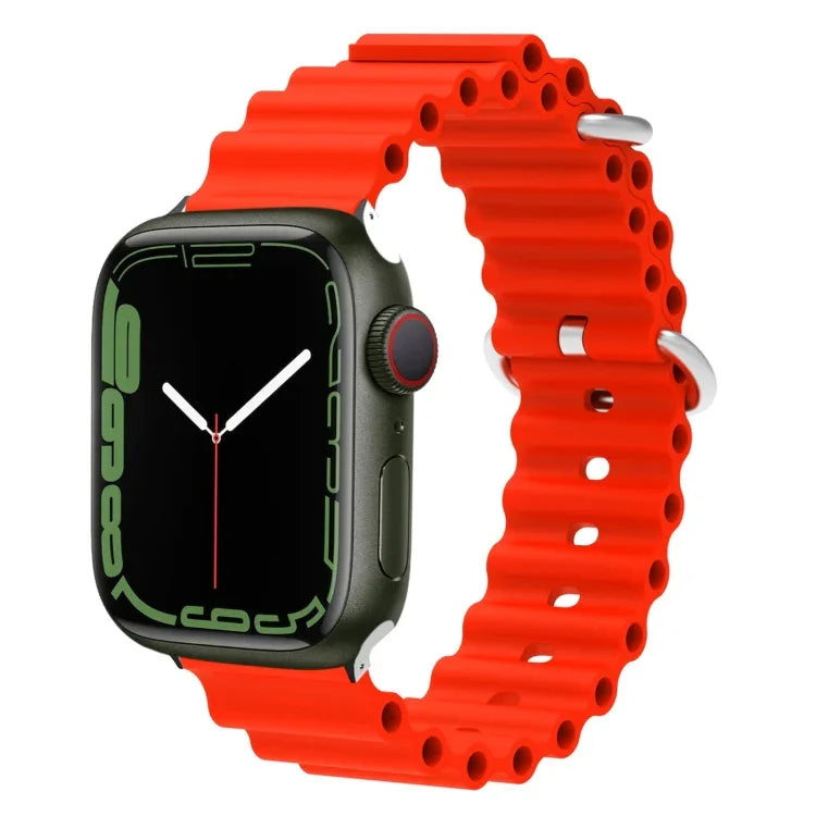 Ocean Silikon-Metallarmband, für Apple Watch Ultra 49 mm / Serie 8 &amp; 7 45 mm, für Apple Watch Serie 8 &amp; 7 41 mm / SE 2 &amp; 6 &amp; SE 5 &amp; 4 40 mm / 3 &amp; 2 &amp; 1 38 mm