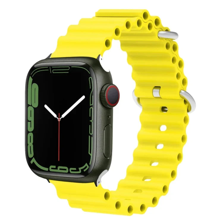 Ocean Silikon-Metallarmband, für Apple Watch Ultra 49 mm / Serie 8 &amp; 7 45 mm, für Apple Watch Serie 8 &amp; 7 41 mm / SE 2 &amp; 6 &amp; SE 5 &amp; 4 40 mm / 3 &amp; 2 &amp; 1 38 mm