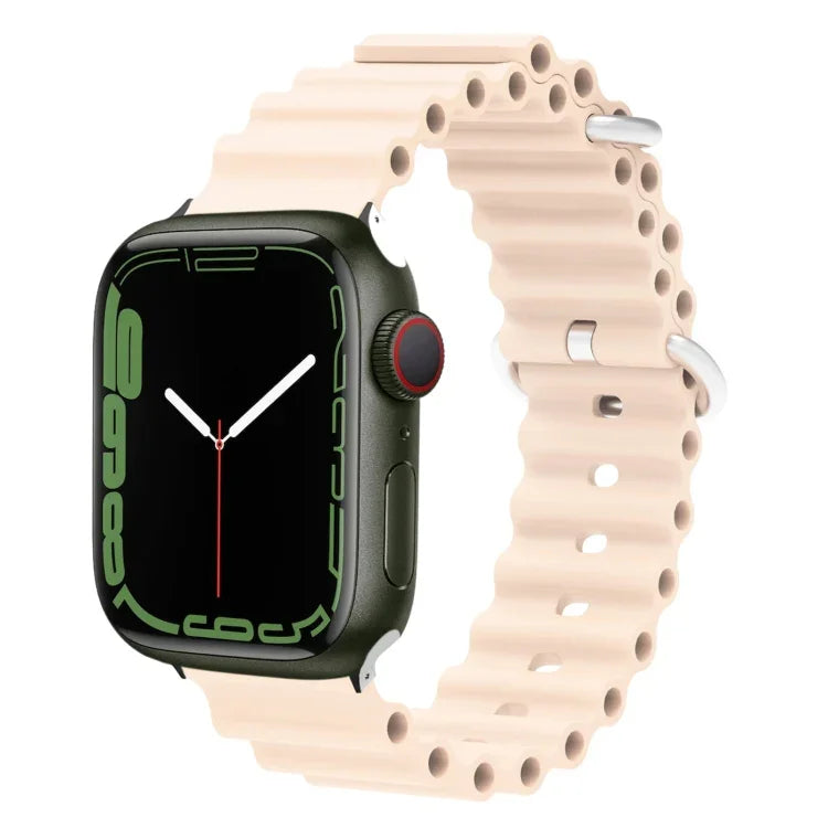 Ocean Silikon-Metallarmband, für Apple Watch Ultra 49 mm / Serie 8 &amp; 7 45 mm, für Apple Watch Serie 8 &amp; 7 41 mm / SE 2 &amp; 6 &amp; SE 5 &amp; 4 40 mm / 3 &amp; 2 &amp; 1 38 mm