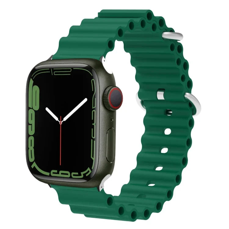 Ocean Silikon-Metallarmband, für Apple Watch Ultra 49 mm / Serie 8 &amp; 7 45 mm, für Apple Watch Serie 8 &amp; 7 41 mm / SE 2 &amp; 6 &amp; SE 5 &amp; 4 40 mm / 3 &amp; 2 &amp; 1 38 mm