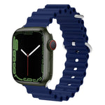 Ocean Silikon-Metallarmband, für Apple Watch Ultra 49 mm / Serie 8 &amp; 7 45 mm, für Apple Watch Serie 8 &amp; 7 41 mm / SE 2 &amp; 6 &amp; SE 5 &amp; 4 40 mm / 3 &amp; 2 &amp; 1 38 mm