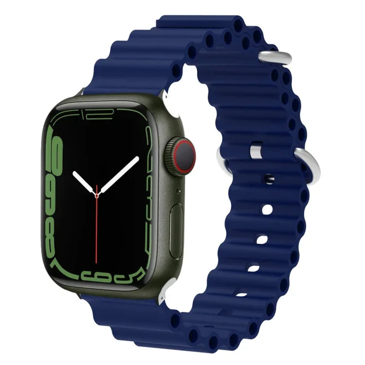 Ocean Silikon-Metallarmband, für Apple Watch Ultra 49 mm / Serie 8 &amp; 7 45 mm, für Apple Watch Serie 8 &amp; 7 41 mm / SE 2 &amp; 6 &amp; SE 5 &amp; 4 40 mm / 3 &amp; 2 &amp; 1 38 mm
