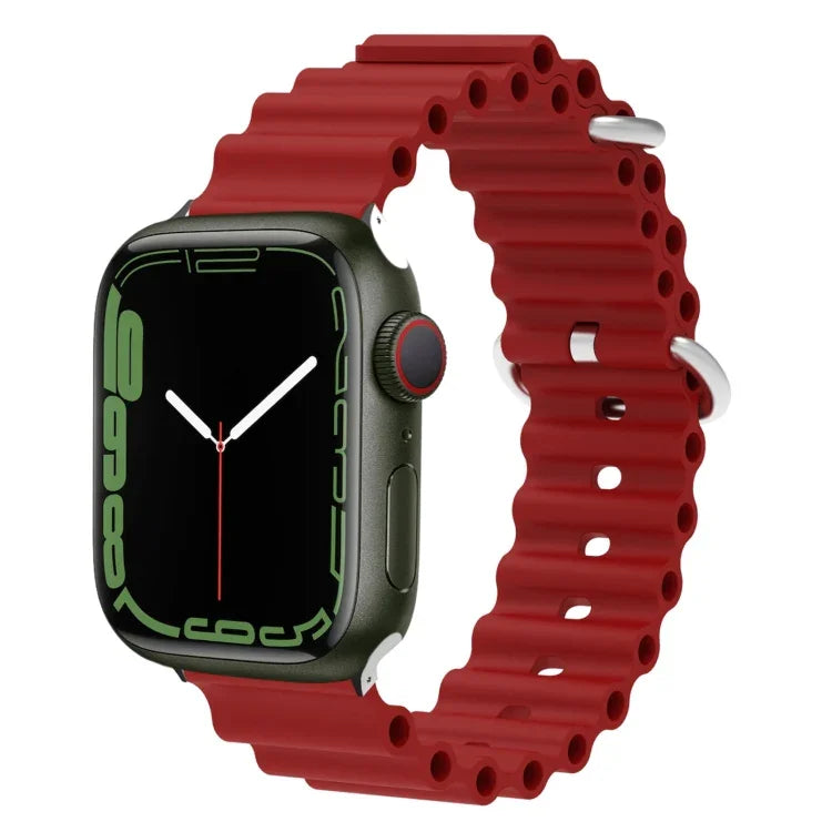 Ocean Silikon-Metallarmband, für Apple Watch Ultra 49 mm / Serie 8 &amp; 7 45 mm, für Apple Watch Serie 8 &amp; 7 41 mm / SE 2 &amp; 6 &amp; SE 5 &amp; 4 40 mm / 3 &amp; 2 &amp; 1 38 mm