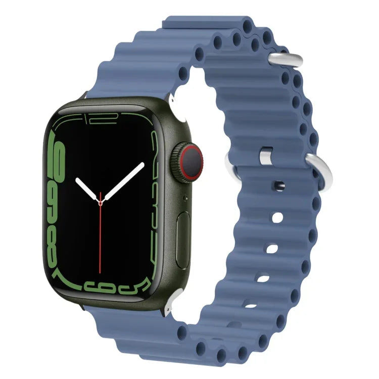 Ocean Silikon-Metallarmband, für Apple Watch Ultra 49 mm / Serie 8 &amp; 7 45 mm, für Apple Watch Serie 8 &amp; 7 41 mm / SE 2 &amp; 6 &amp; SE 5 &amp; 4 40 mm / 3 &amp; 2 &amp; 1 38 mm