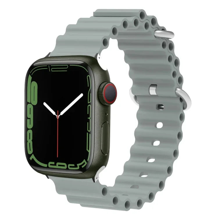 Ocean Silikon-Metallarmband, für Apple Watch Ultra 49 mm / Serie 8 &amp; 7 45 mm, für Apple Watch Serie 8 &amp; 7 41 mm / SE 2 &amp; 6 &amp; SE 5 &amp; 4 40 mm / 3 &amp; 2 &amp; 1 38 mm