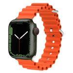 Ocean Silikon-Metallarmband, für Apple Watch Ultra 49 mm / Serie 8 &amp; 7 45 mm, für Apple Watch Serie 8 &amp; 7 41 mm / SE 2 &amp; 6 &amp; SE 5 &amp; 4 40 mm / 3 &amp; 2 &amp; 1 38 mm