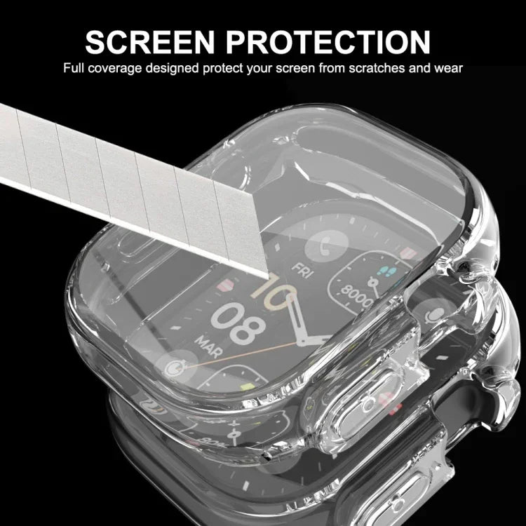 ENKAY Schutzhülle aus transparentem, weichem TPU mit Displayschutzfolie für Apple Watch Ultra / Ultra 2 (49 mm)